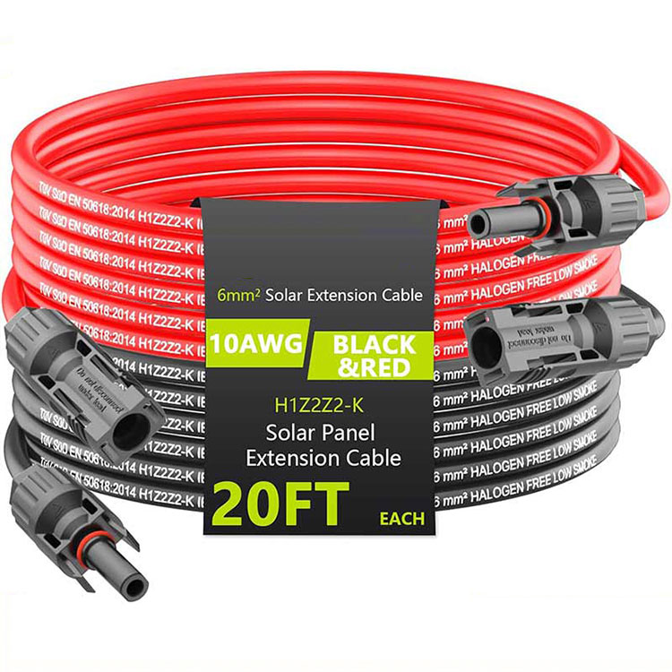 Napelem hosszabbító kábel 20FT 10AWG (6mm2) napelem panel hosszabbító vezeték